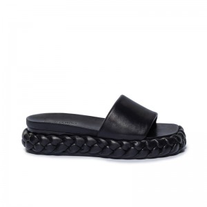 Sandalias Deslizantes Bernardo Charleston Braided Mujer Negras | ZCT8996WQ